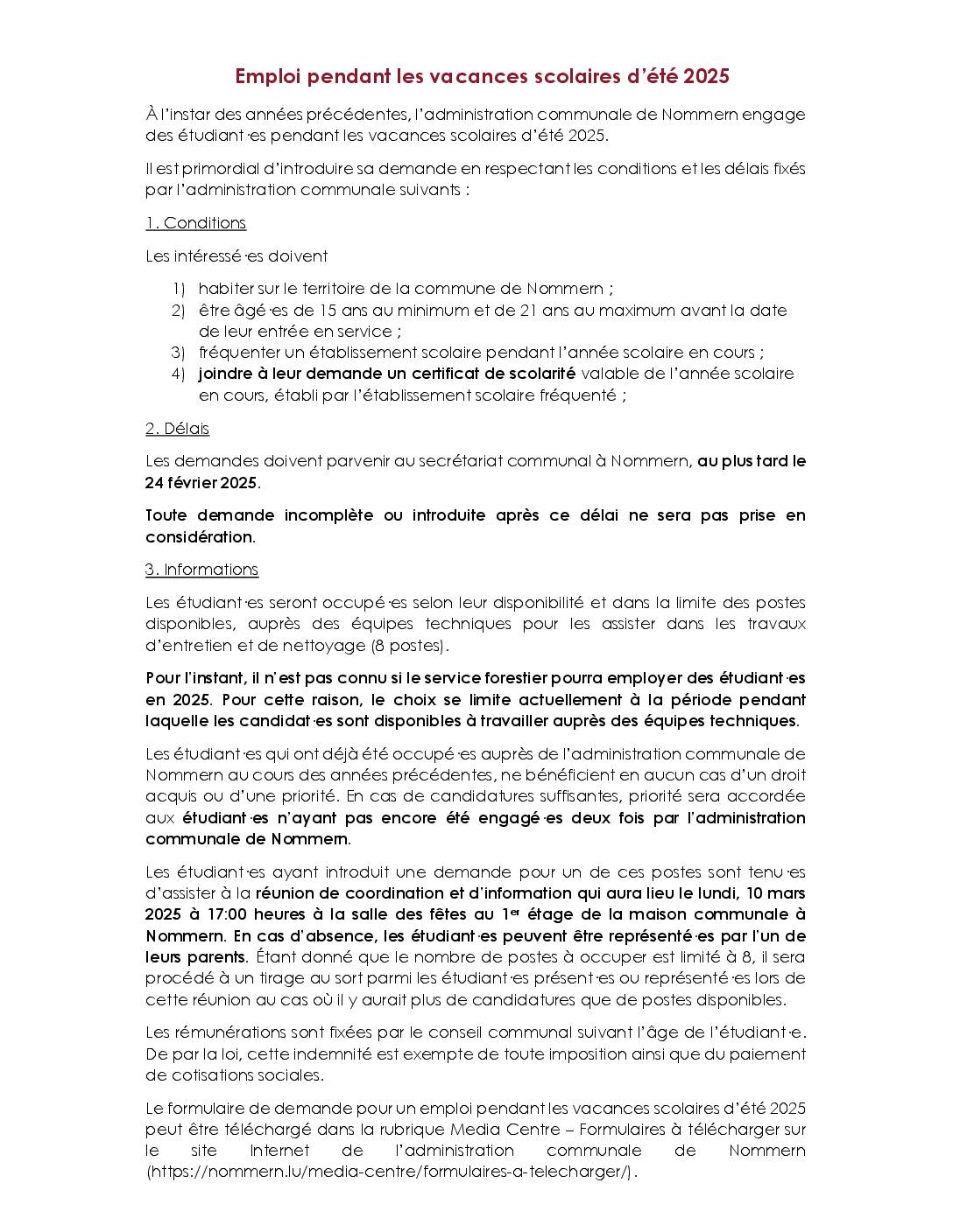 Avis emploi vacances 2025 (Reider 4-2024)