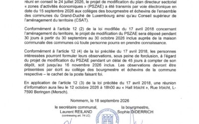 Projet de modification du PSZAE (Plan sectoriel « zones d&rsquo;activités économiques »)