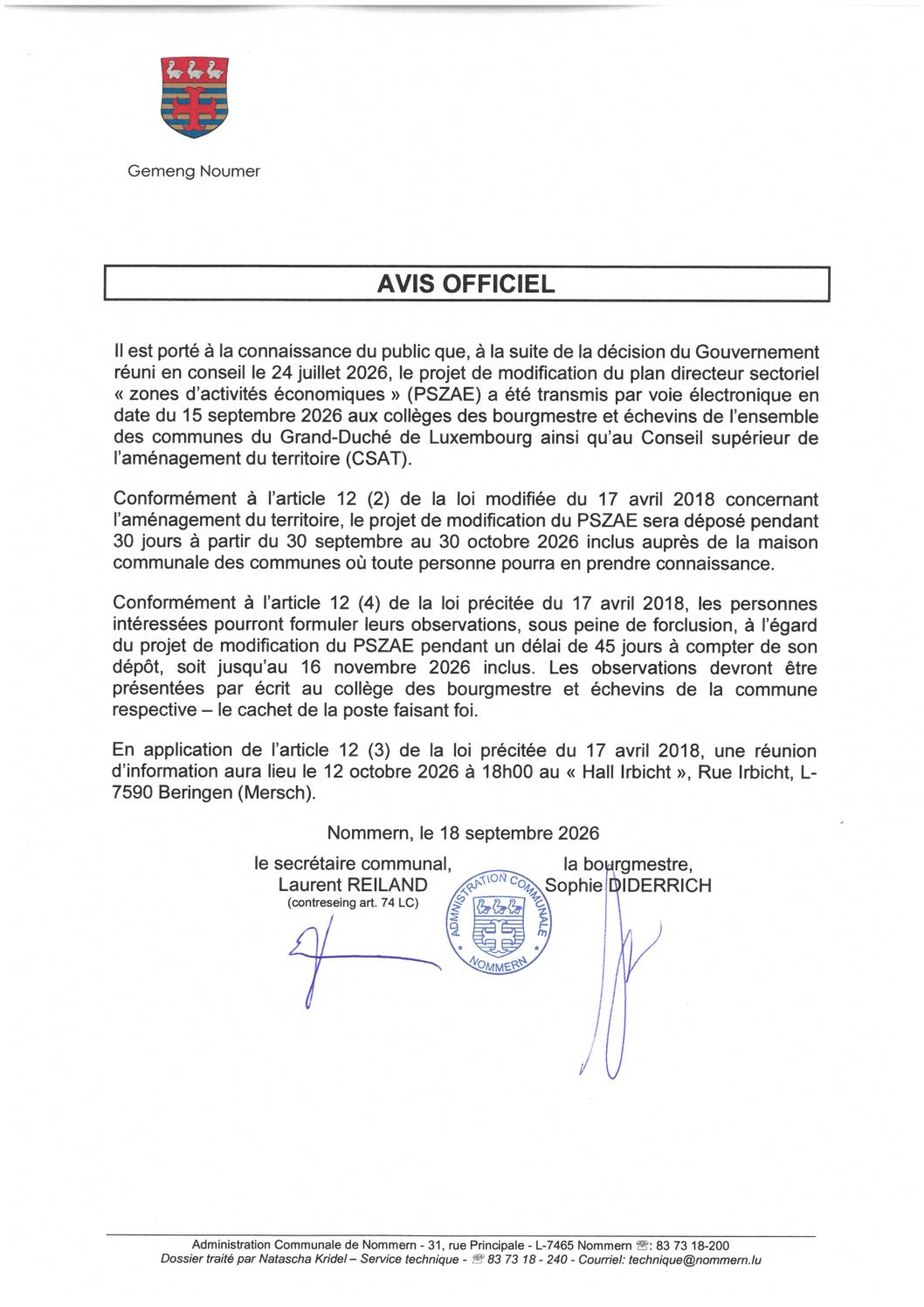 0. Avis officiel