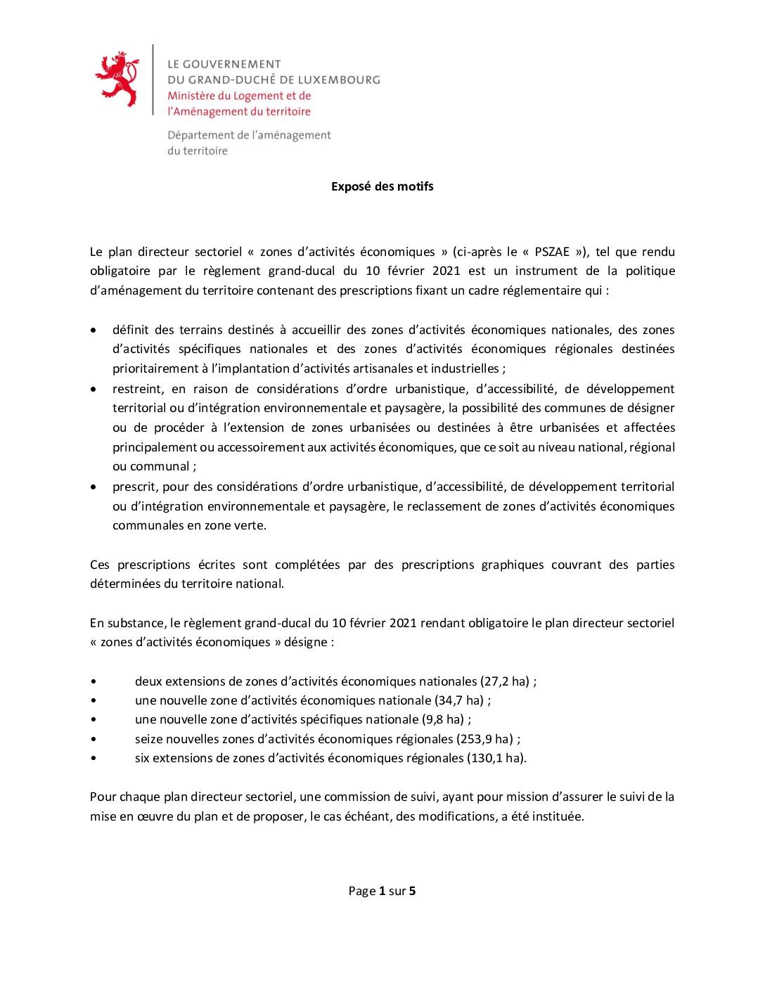 1. Exposé des motifs