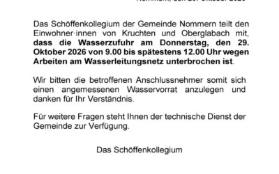 Kuerzzäiteg Waasserspär zu Kruuchten an Uewerglabach