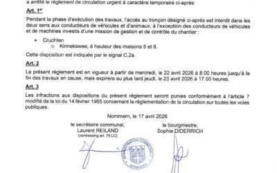 Route barrée – Kinnekswee zu Cruchten